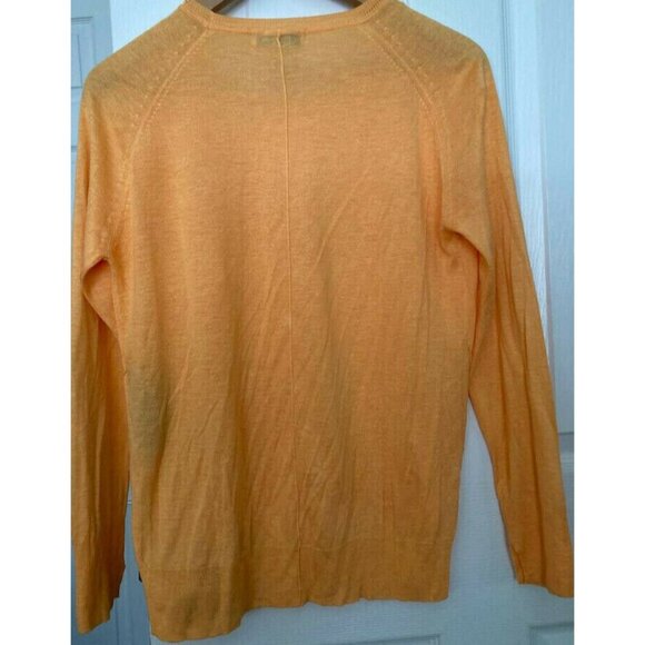 READ * Zara Knit Light Orange Pullover Asymmetrical Semi Sheer Sweater S NWT - Picture 2 of 5